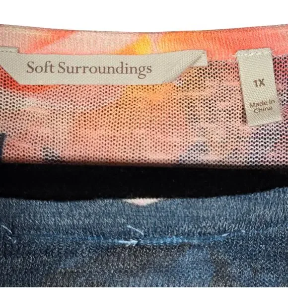 Soft Surroundings Tunic Womens 1X Evening Primrose Floral Keyhole Peekaboo - Picture 6 of 10